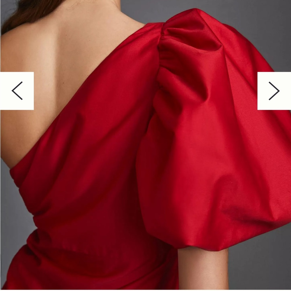 Anthropology Aureta One Shoulder Puff Sleeve Dress - Picture 6 of 9
